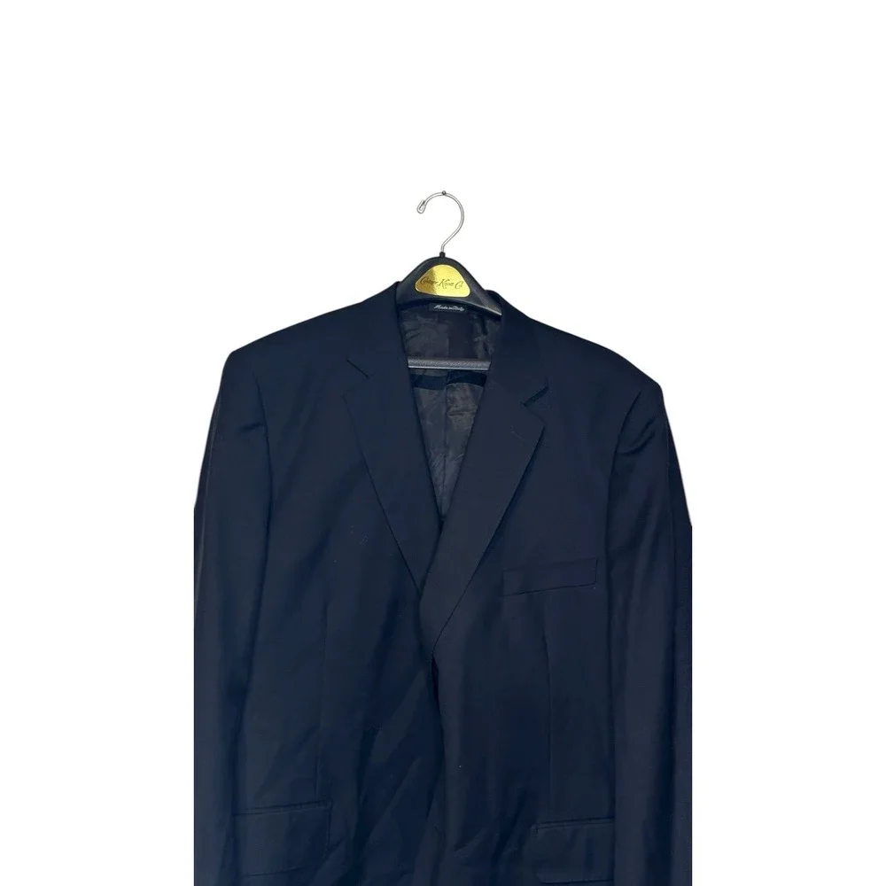 Satoria Tosi Men Blazer Suit Coat Super 150s Wool Double Vent 2-Button Black 52R